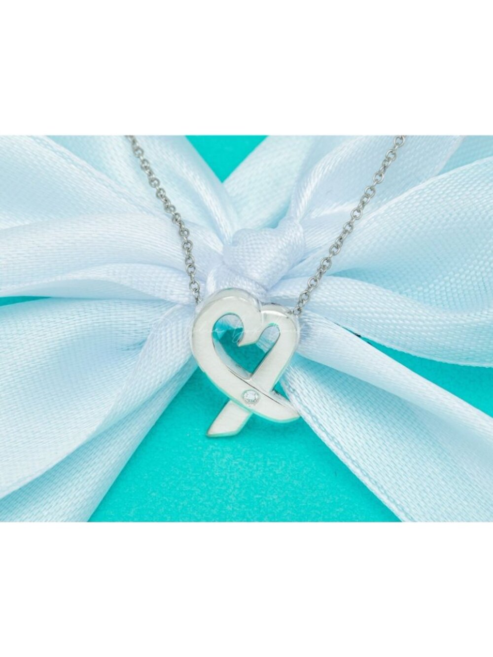 TIFFANY & Co. Diamond Heart Necklace Paloma Picasso Loving Heart Necklace 16" - Picture 6 of 7
